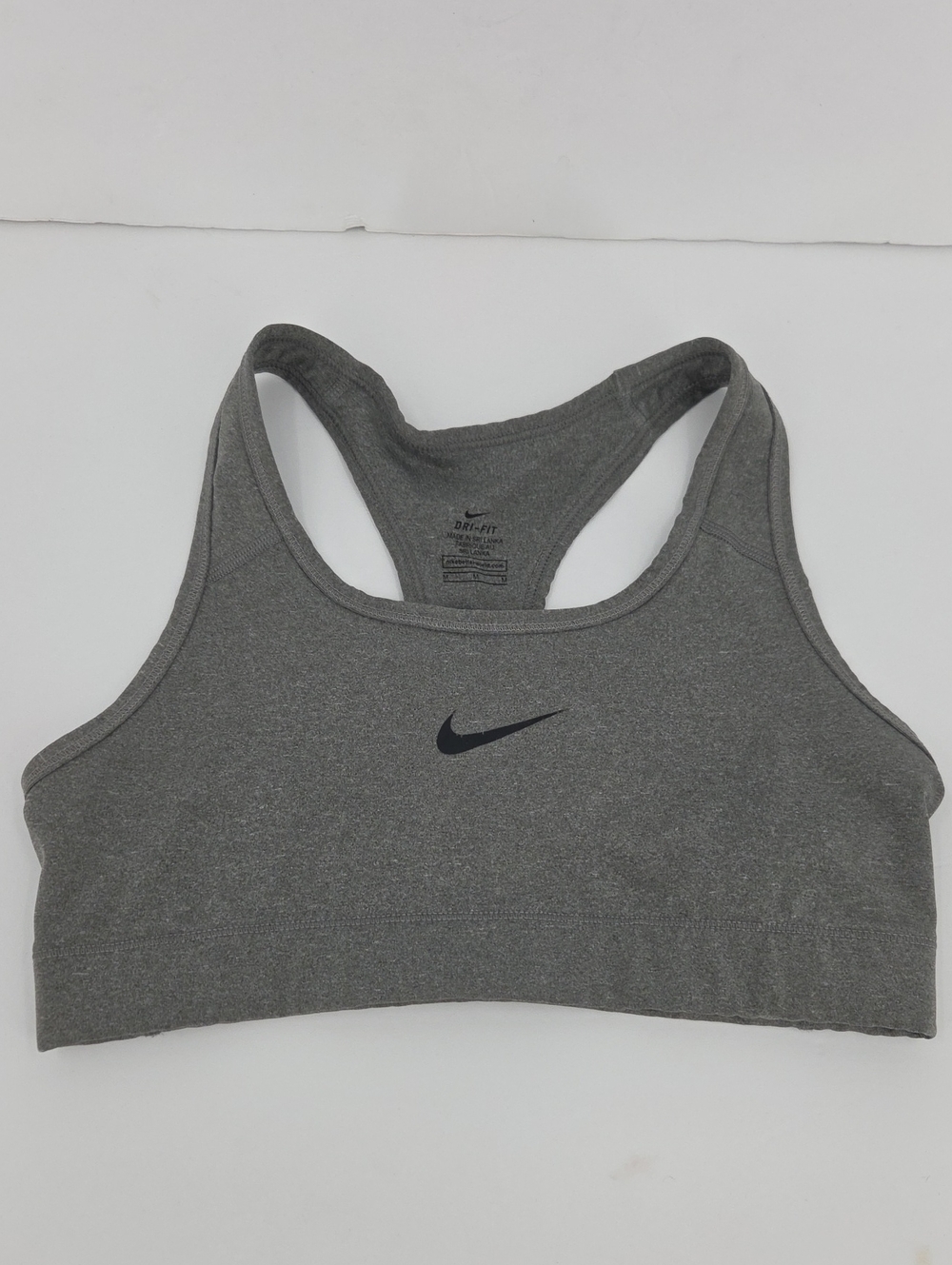 Nike Gray Racerback Sports Bra with Black Swoosh Logo